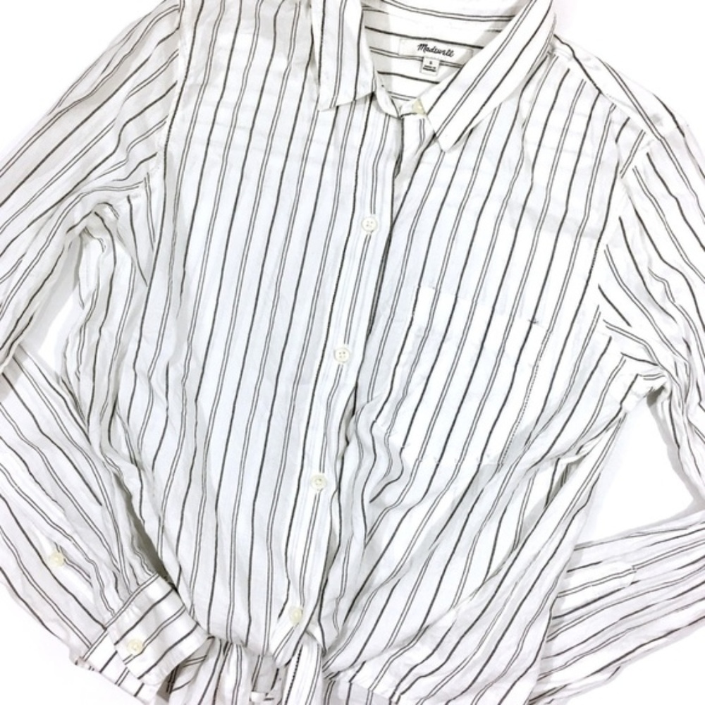 Madewell Darcy Stripe Tie Front Button Up Top - image 2